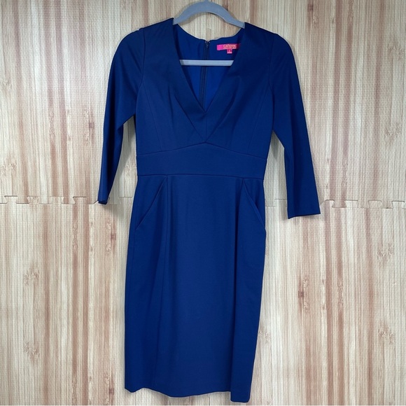 Catherine Malandrino Blue V-Neck Dress Size 2 - Picture 2 of 15